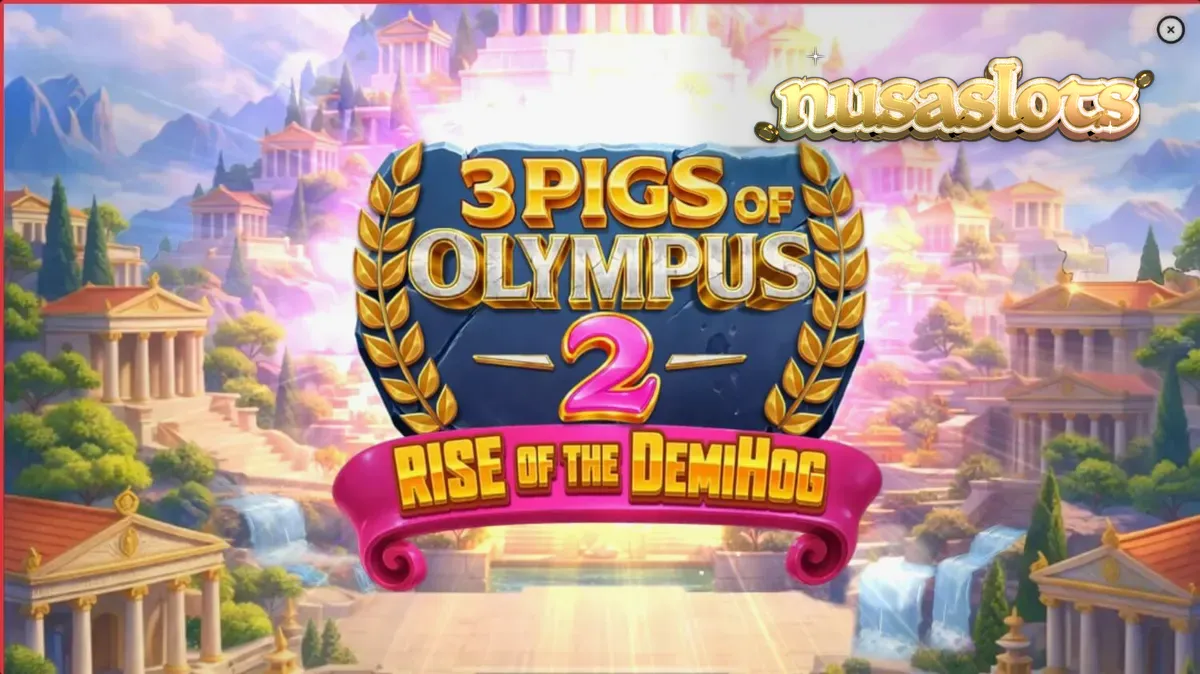 Tampilan visual slot 3 Pigs of Olympus 2 Rise of the DemiHog dengan tema mitologi Yunani